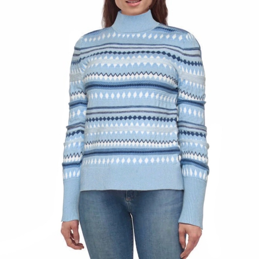Aspen Women's Super Soft Knit Fair Isle Funnel Neck Sweater Size Small